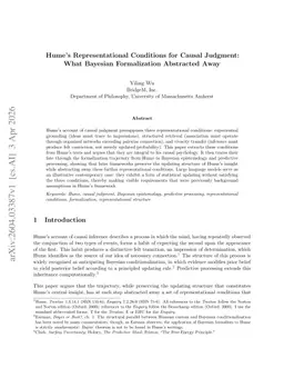 Hume's Representational Conditions for Causal Judgment: What Bayesian Formalization Abstracted Away