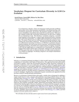 Vocabulary Dropout for Curriculum Diversity in LLM Co-Evolution