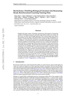 BioAlchemy: Distilling Biological Literature into Reasoning-Ready Reinforcement Learning Training Data
