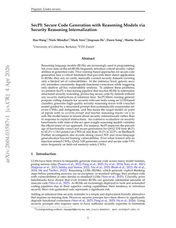SecPI: Secure Code Generation with Reasoning Models via Security Reasoning Internalization