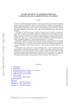 On the Efficiency of Sinkhorn-Knopp for Entropically Regularized Optimal Transport