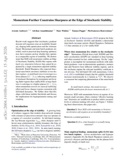 Momentum Further Constrains Sharpness at the Edge of Stochastic Stability