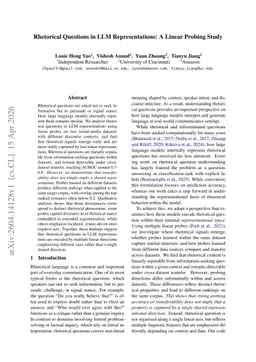 Rhetorical Questions in LLM Representations: A Linear Probing Study