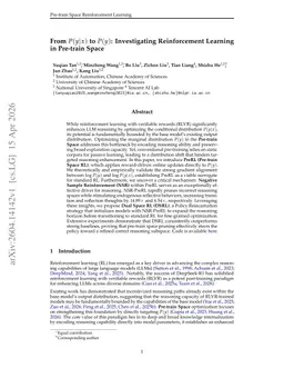 From $P(y|x)$ to $P(y)$: Investigating Reinforcement Learning in Pre-train Space