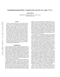 Formalizing Kantian Ethics: Formula of the Universal Law Logic (FULL)