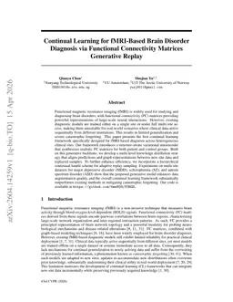 Continual Learning for fMRI-Based Brain Disorder Diagnosis via Functional Connectivity Matrices Generative Replay