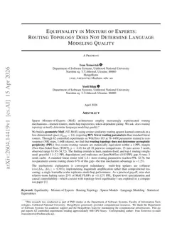 Equifinality in Mixture of Experts: Routing Topology Does Not Determine Language Modeling Quality