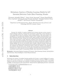 Robustness Analysis of Machine Learning Models for IoT Intrusion Detection Under Data Poisoning Attacks