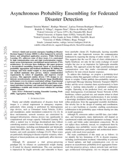 Asynchronous Probability Ensembling for Federated Disaster Detection