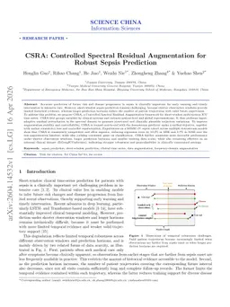 CSRA: Controlled Spectral Residual Augmentation for Robust Sepsis Prediction