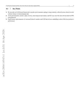 Predicting Post-Traumatic Epilepsy from Clinical Records using Large Language Model Embeddings