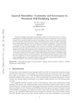 Layered Mutability: Continuity and Governance in Persistent Self-Modifying Agents