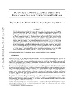Pangu-ACE: Adaptive Cascaded Experts for Educational Response Generation on EduBench