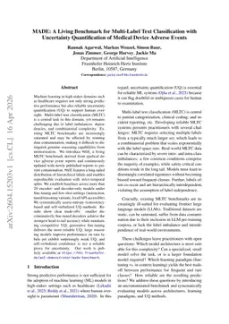 MADE: A Living Benchmark for Multi-Label Text Classification with Uncertainty Quantification of Medical Device Adverse Events