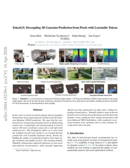 TokenGS: Decoupling 3D Gaussian Prediction from Pixels with Learnable Tokens