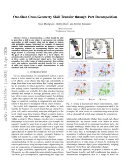 One-Shot Cross-Geometry Skill Transfer through Part Decomposition