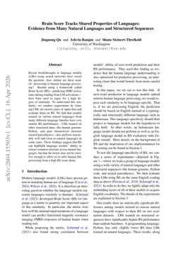 Brain Score Tracks Shared Properties of Languages: Evidence from Many Natural Languages and Structured Sequences