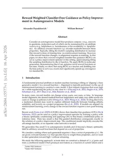 Reward Weighted Classifier-Free Guidance as Policy Improvement in Autoregressive Models