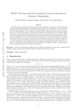 SPLIT: Self-supervised Partitioning for Learned Inversion in Nonlinear Tomography