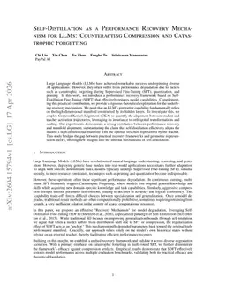 Self-Distillation as a Performance Recovery Mechanism for LLMs: Counteracting Compression and Catastrophic Forgetting