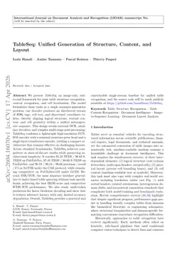 TableSeq: Unified Generation of Structure, Content, and Layout