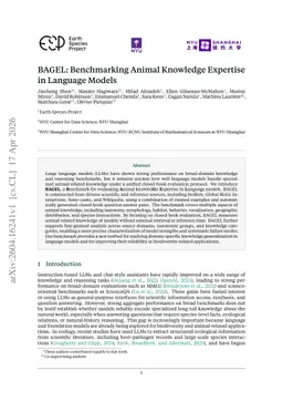 BAGEL: Benchmarking Animal Knowledge Expertise in Language Models