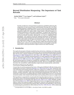 Beyond Distribution Sharpening: The Importance of Task Rewards