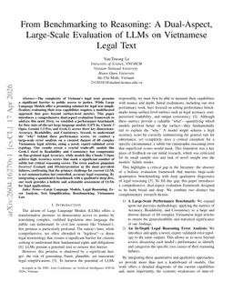 From Benchmarking to Reasoning: A Dual-Aspect, Large-Scale Evaluation of LLMs on Vietnamese Legal Text