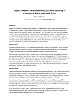 Saccade Attention Networks: Using Transfer Learning of Attention to Reduce Network Sizes