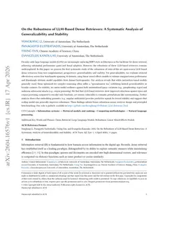 On the Robustness of LLM-Based Dense Retrievers: A Systematic Analysis of Generalizability and Stability