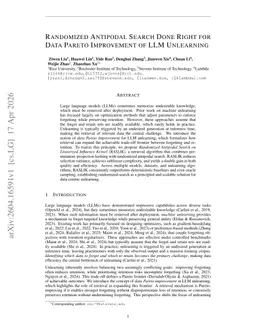 Randomized Antipodal Search Done Right for Data Pareto Improvement of LLM Unlearning