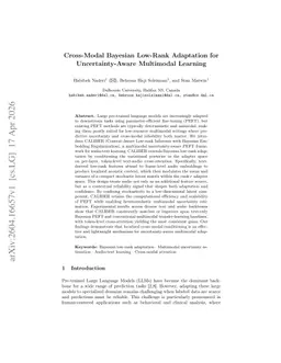 Cross-Modal Bayesian Low-Rank Adaptation for Uncertainty-Aware Multimodal Learning
