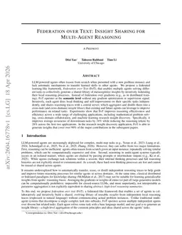 Federation over Text: Insight Sharing for Multi-Agent Reasoning