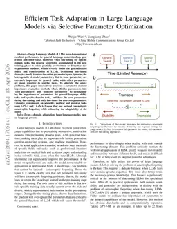 Efficient Task Adaptation in Large Language Models via Selective Parameter Optimization
