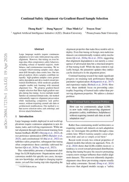 Continual Safety Alignment via Gradient-Based Sample Selection