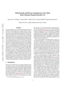 What Security and Privacy Transparency Users Need from Consumer-Facing Generative AI