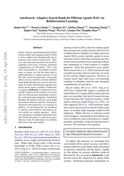 AutoSearch: Adaptive Search Depth for Efficient Agentic RAG via Reinforcement Learning