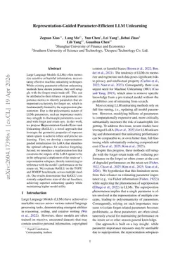 Representation-Guided Parameter-Efficient LLM Unlearning