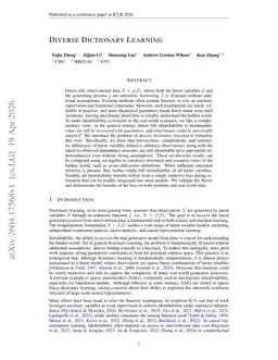 Diverse Dictionary Learning