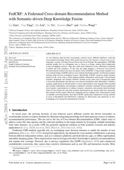 FedCRF: A Federated Cross-domain Recommendation Method with Semantic-driven Deep Knowledge Fusion