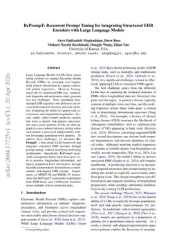 RePrompT: Recurrent Prompt Tuning for Integrating Structured EHR Encoders with Large Language Models