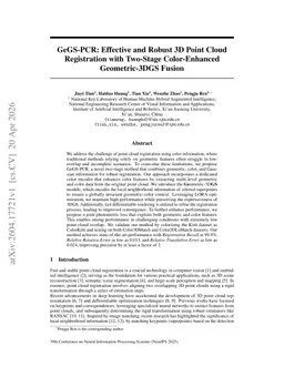 GeGS-PCR: Effective and Robust 3D Point Cloud Registration with Two-Stage Color-Enhanced Geometric-3DGS Fusion