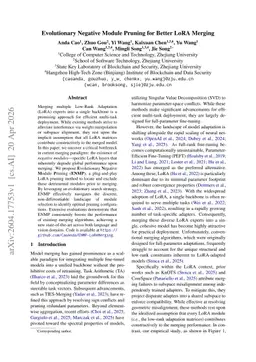 Evolutionary Negative Module Pruning for Better LoRA Merging