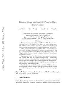 Ranking Abuse via Strategic Pairwise Data Perturbations