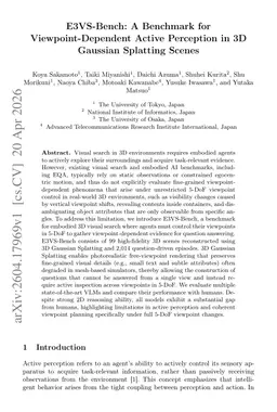 E3VS-Bench: A Benchmark for Viewpoint-Dependent Active Perception in 3D Gaussian Splatting Scenes