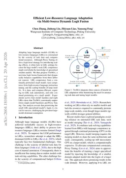 Efficient Low-Resource Language Adaptation via Multi-Source Dynamic Logit Fusion