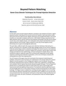 Beyond Pattern Matching: Seven Cross-Domain Techniques for Prompt Injection Detection