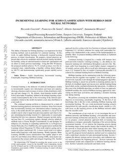 Incremental learning for audio classification with Hebbian Deep Neural Networks