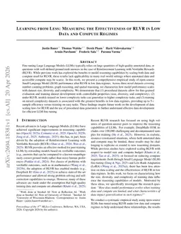Learning from Less: Measuring the Effectiveness of RLVR in Low Data and Compute Regimes