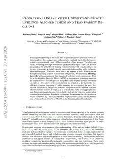 Progressive Online Video Understanding with Evidence-Aligned Timing and Transparent Decisions